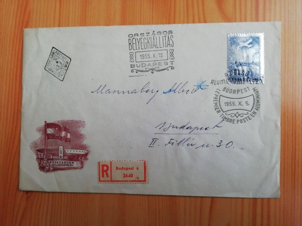 Blyegkilts 1955-s FDC auminium blyegel futott