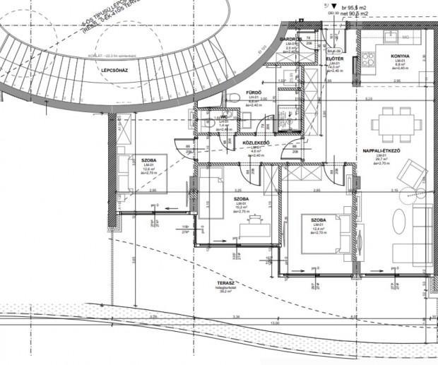 Berendezett lak�s a C�drusban nagy terasszal