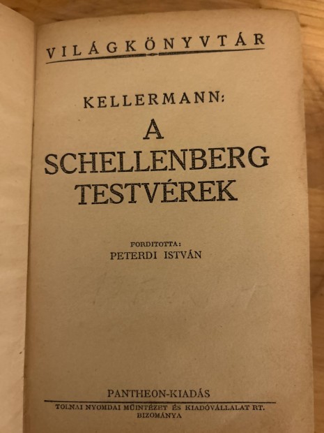 Bernhard Kellermann A Schellenberg testvrek