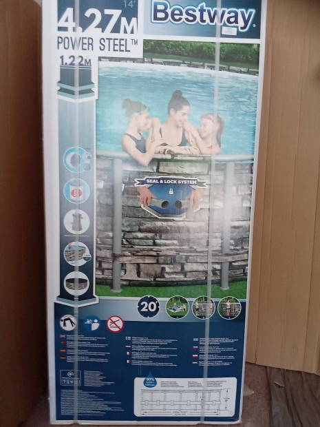 Bestway 4,27×1,22 m új medence kőmintás, eladó