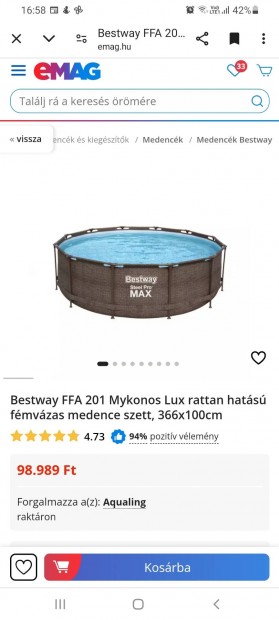 Bestway FFA 201 Mykonos Lux rattan hats fmvzas medence szett.