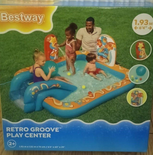 Bestway felf�jhat� gyerek medence, Retro Groove, 193x152x74 cm, �j