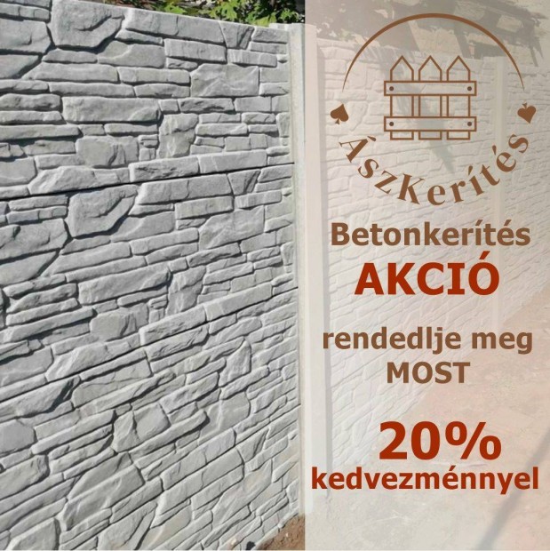 Betonkerítés AkciÓ telepítéssel, országosan
