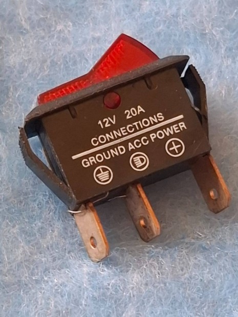 Billenő típusú kapcsoló 12V 20A piros jelző leddel