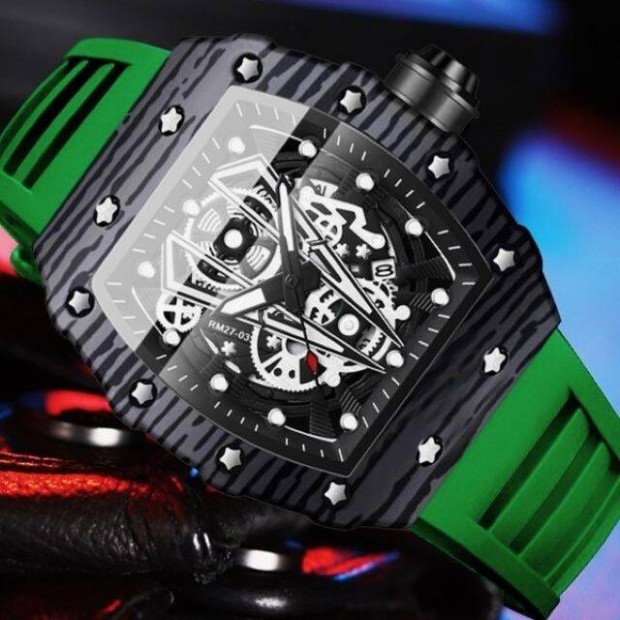 Binbond - Richard Mille homage karra, szrke tok, zld szilikon szj