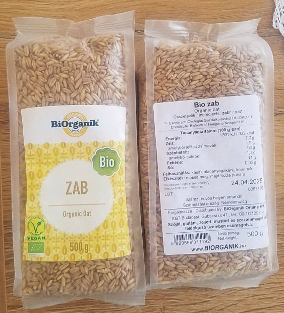 Biorganik bio zab ( 500 g), organikus %% Zabpehely ksztshez is