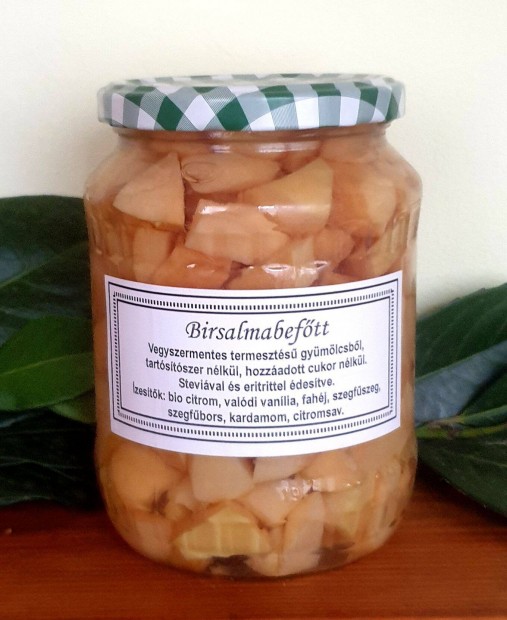 Birsalma befőtt, vegyszermentes, cukor és tartósító nélkül, 7 dl, nagy