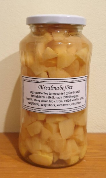 Birsalma befőtt, vegyszermentes, tartósító nélkül, 7 dl, nagy töltőtöm