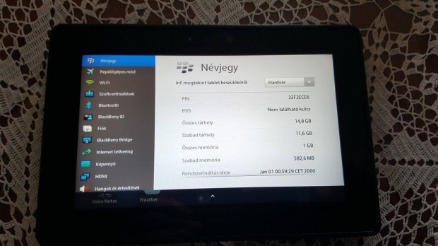 Blackberry Playbook developer edition gyjtknek ajndk tartozkokkal