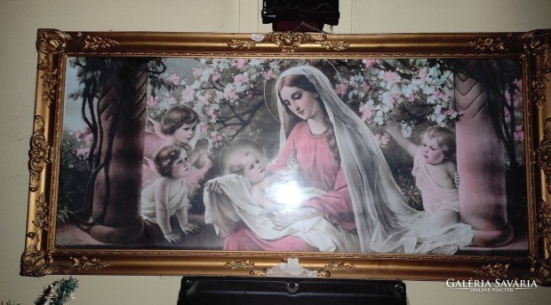 Blondel keretes Mária festmény, aranyozott keretben, XX.szd első fele