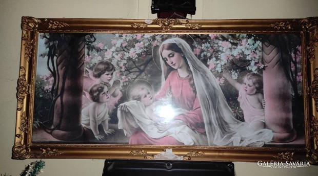 Blondel keretes vallásos festmény, aranyozott keretben 1900-as évek