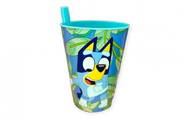 Bluey Blue szívószálas műanyag pohár gyerekeknek 260 ml