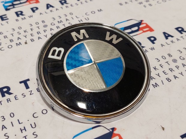 Bmw E46 E90 F30 stb. 74mm bontott hátsó karbon kék embléma