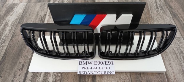 Bmw E90/E91 pre-facelift sedan/touring dupla pálcás fekete hűtőrács