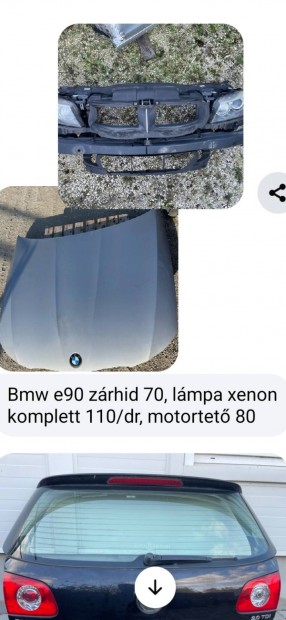 Bmw e90 facelift ,motorháztetö,xenon lámpák