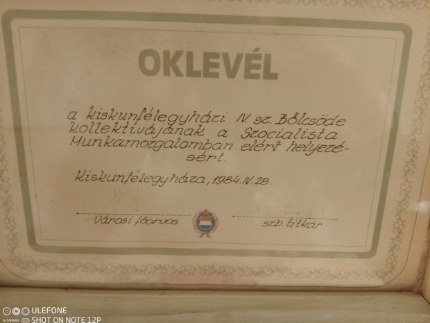 Blcsdei oklevl 1984