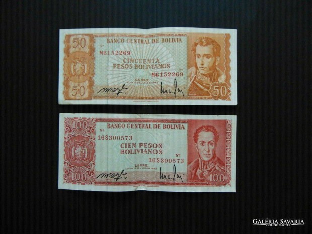 Bolvia 50 bolivr 1962 - 100 bolivr 1962 LOT ! 01