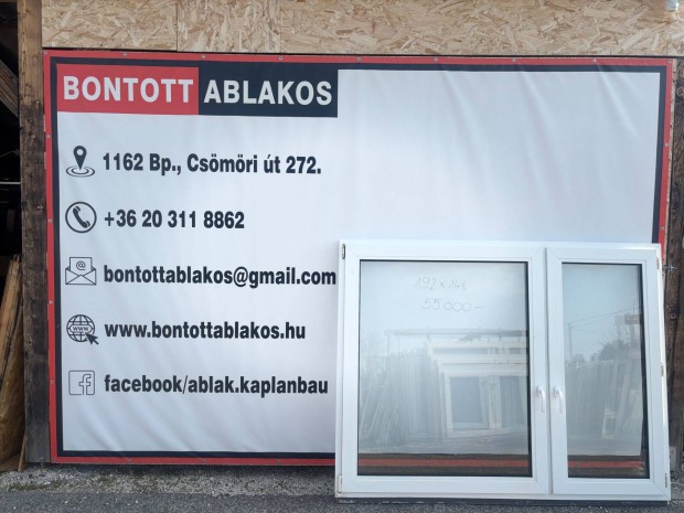 Bontott, haszn�lt, h�szigetelt, m�anyag, k�tsz�rny� tokosztott 190x150