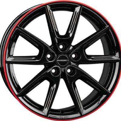 Borbet LX F�nyes fekete Piros 8X19 5X112 ET50 CB66,5 | alufelni |