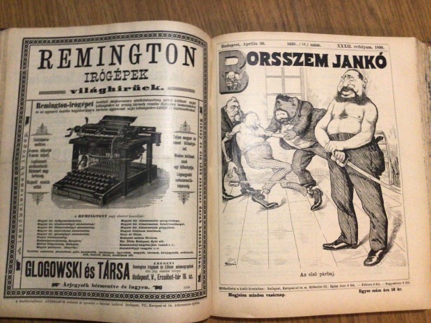 Borsszem Jankó folyóirat 1899. 1-53. szám Kopottas kötésben, teljes év