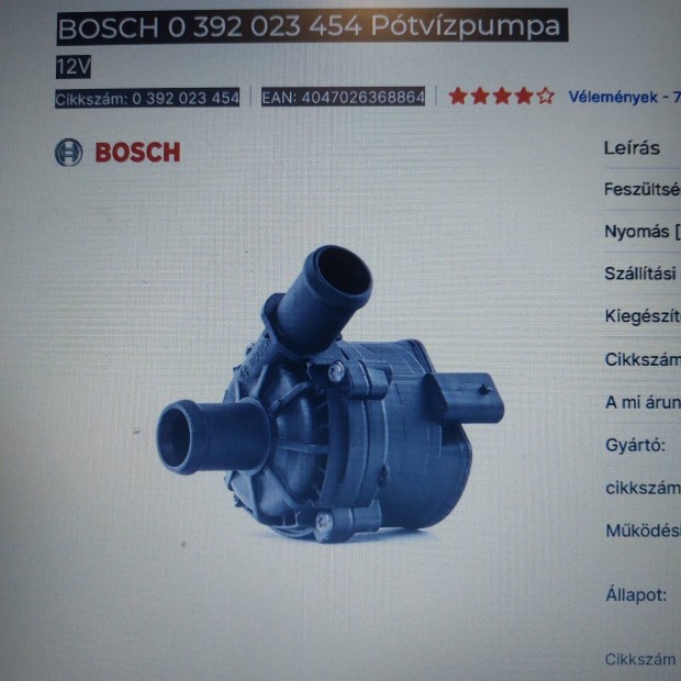 Bosch 0 392 023 454 Ptvzpumpa 12V VW csoport 