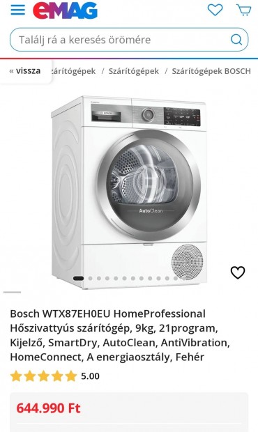 Bosch 9 kg hszivattys szrtgp 