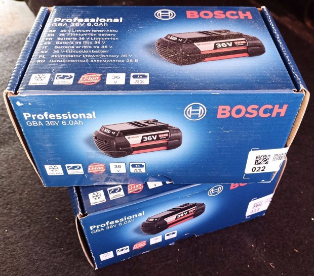 Bosch GBA 36V 6.0Ah akku 2 db új, bontatlan, beszerzési áron
