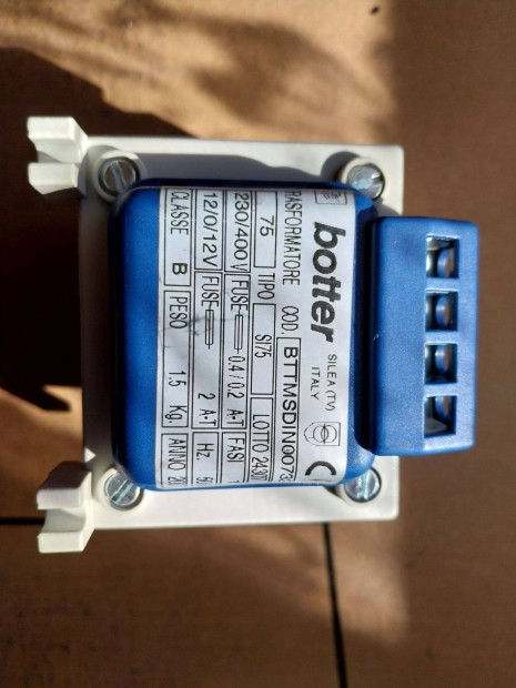 Botter 230VAC/24Vac (2x12V) 75VA trafó transzformátor