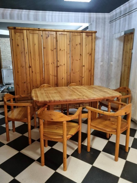 Bővíthető fenyő étkező garnitúra 150x76x100/195x76x100