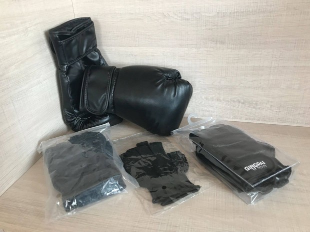 Boxkesztyű (Zsákoló & MMA) + Fitness kesztyű, Unisex, L-es, Új
