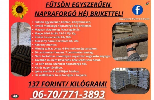 Brikett Fűtsön Egyszerűen Napraforgó Hély Brikettel!