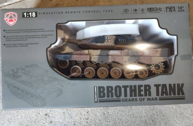 Brother Tank Leopard 2 muanyaglövedékes távirányítós tank 46cm-es siva