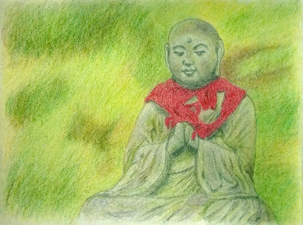 Buddha (szines ceruza rajz)