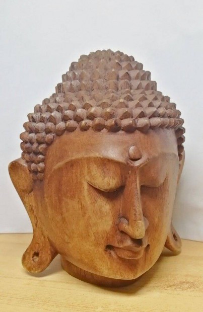 Buddha faragott termszetes kemnyfa szobor Indonzibl. 21cm