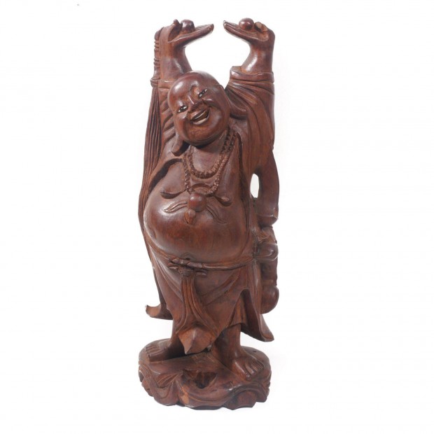 Buddha szobor faragott fa 25cm