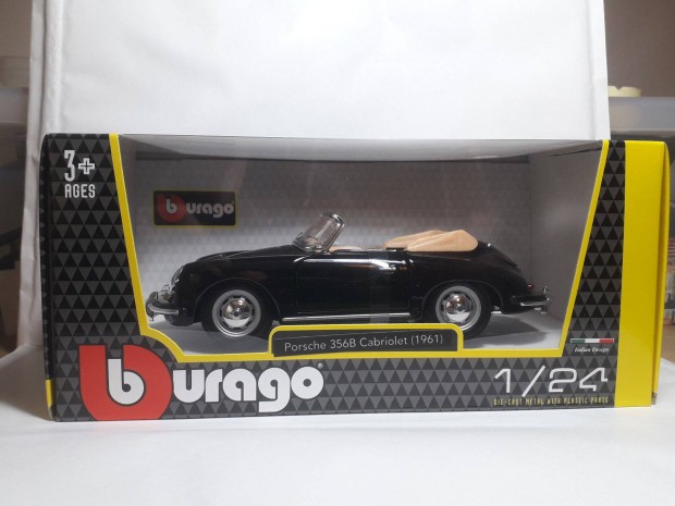 Burago 1/24 Porsche 356B Cabriolet (1961) (black) 2018 j! Bontatlan!
