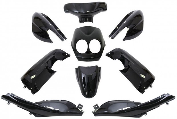 Burkolatkszlet EDGE 7 darab fekete metl Yamaha Neoshoz, MBK Ovetto 5