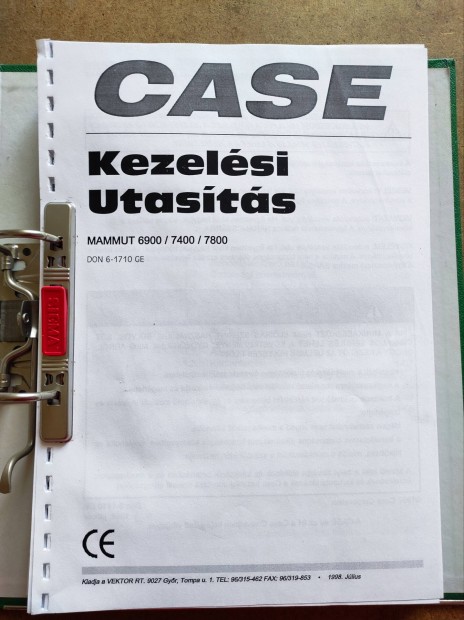 CASE Mammut 6900. 7400. 7800 silz kezelsi utasts 