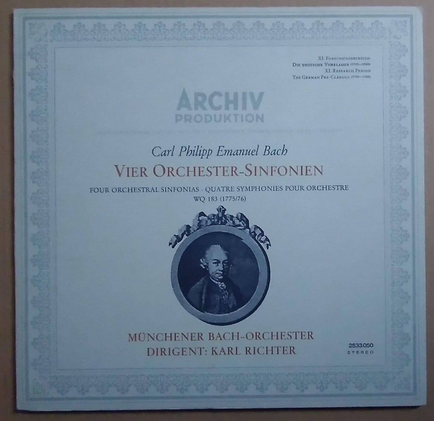 CPE Bach: Vier Orchester-Sinfonien - Karl Richter LP