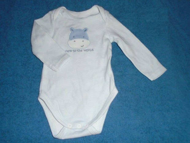 C&A újszerű csíkos állat mintás hosszú ujjú body 2-3 hó (méret 62)