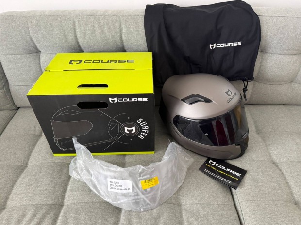 Cafe race full face buk�sisak - tit�n sz�rke M m�ret + 3 db plexi - �j