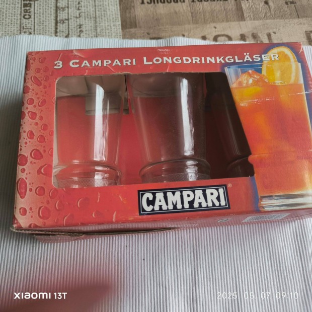 Campari pohár dobozában eladó!3 db pohár