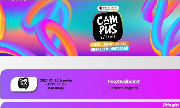 Campus Fesztivál bérletek eladók
