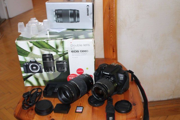 Canon 1300D Double Zoom lens kit, 2200 expo. Foxpost egyezetés után!