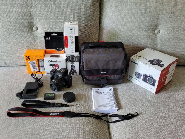 Canon EOS M50 Mark II Premium Vlogger Kit j llapotban, garancival