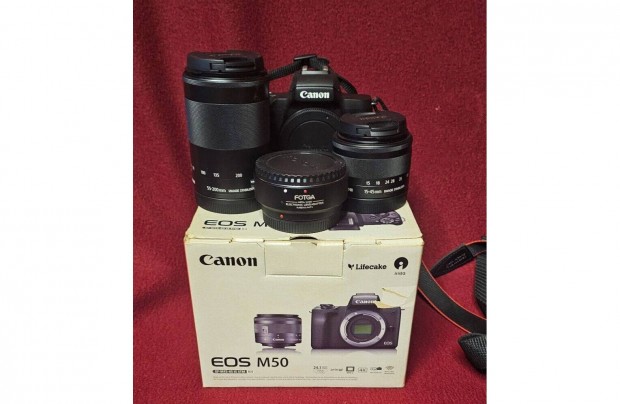 Canon Eos M50 Szett, ajndk fots htizskkal