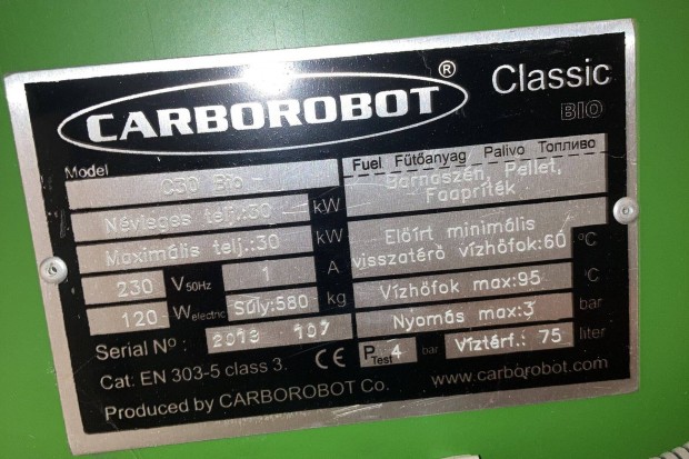 Carborobot C30BIO tpus meleg vizes automatikus pellet kazn