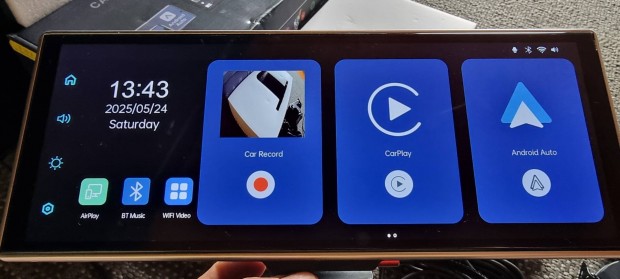 Carplay, Android Auto multimédiás kijelző menetrögzítő kamerával