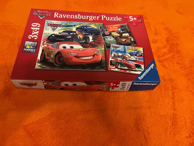 Cars Disney Ravensburger puzzle kirakó 3x49db 5 éves kortól!