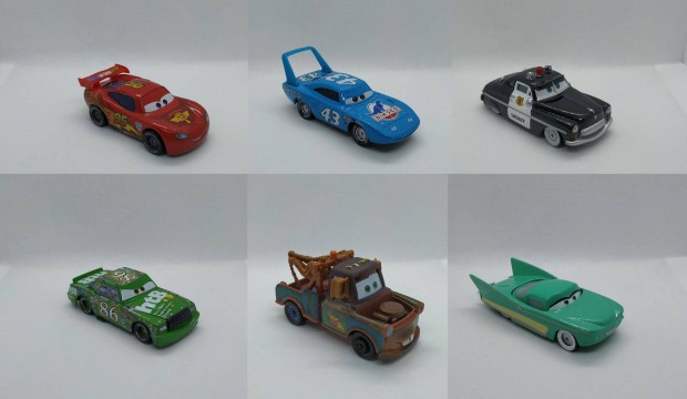 Cars Verdák Villám Mcqueen Komposztor King Matuka Seriff Tóti kisautók